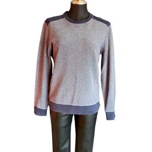 Club Monaco Heathered Blue Color Block Crew Neck  Sweatshirt